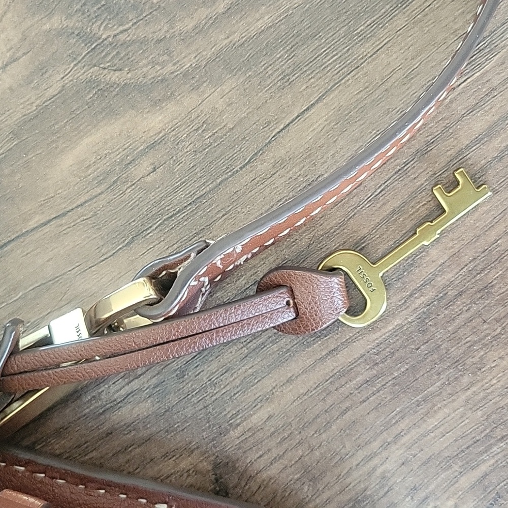 Fossil Ainsley Medium Brown Leather Crossbody Bag Shoulder Purse - Picture 7 of 14
